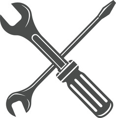 Illustration of a crossed wrench and screwdriver representing repair maintenance and construction work