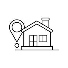 House location pin navigation home address map icon set vector illustration for real estate direction GPS property search concept.