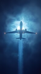 Fototapeta premium Majestic Airplane Ascent Through a Twilight Sky