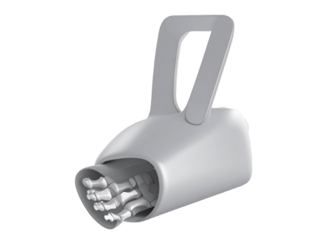 Gray Stylized Machine Object With Handle And Circular Opening On Transparent Background