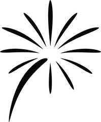 Fototapeta premium Simple black firework burst graphic for celebration designs.