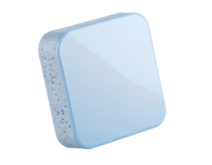 Isolated Light Blue Glossy Square Object With Textured Side On Transparent Background