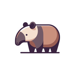 A cute, stylized tapir standing on a flat surface with a simple background, ideal for educational use