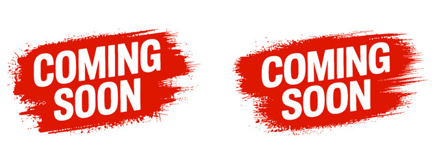 Coming soon red grunge banners

