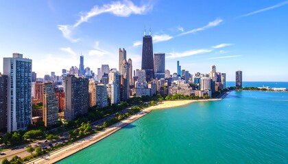 Chicago skyline by the lake