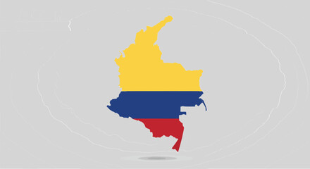 Obraz premium Colombia country map silhouette with the national flag. A patriotic symbol of national identity.