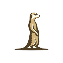 A standing meerkat observing its surroundings in a natural habitat, showcasing alertness