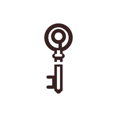 A stylized key icon representing security and access, set against a minimalist background