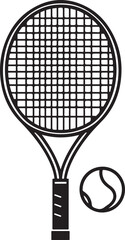 Tennis Bat and Ball Silhouette Vector Illustration on White Background – Minimal Sports Logo Design