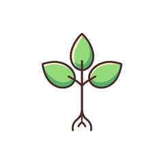 A vibrant green sprout with three leaves emerging from a slender stem, symbolizing growth and renewal