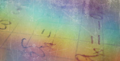 Old film light leaks texture with scratches, noise, iridescent light. Grunge retro photo style,...