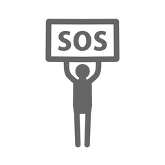 【Safety Icons – Warning】助けを求める人のアイコン / Person Holding SOS Sign Icon