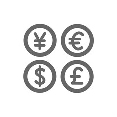 複数通貨アイコン（円・ユーロ・ドル・ポンド） / Multi-Currency Icon (Yen, Euro, Dollar, Pound)