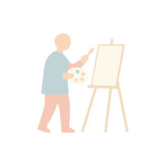 Artist painting on an easel in a bright studio, showcasing creativity and inspiration