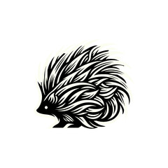 Artistic representation of a hedgehog with stylized foliage, symbolizing nature and wildlife © anggoro
