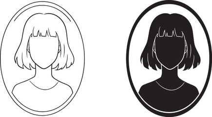 Silhouette and outline portrait of a woman