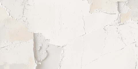 Abstract textured wall with a weathered appearance. The surface is covered with peeling and cracked paint, revealing multiple layers of gray, white, and beige tones underneath.