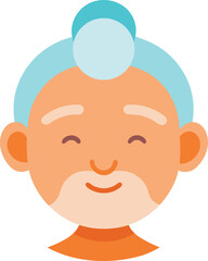 Obraz premium Smiling elderly person with blue hair and a bun