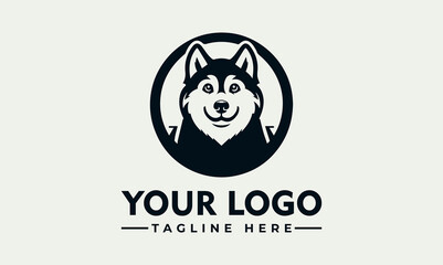 A stylized logo featuring a smiling Husky dog's face within a circular frame.