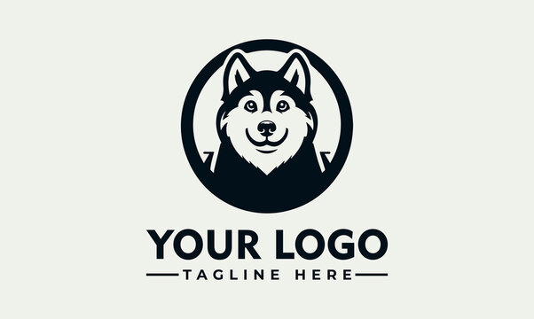 A stylized logo featuring a smiling Husky dog's face within a circular frame.