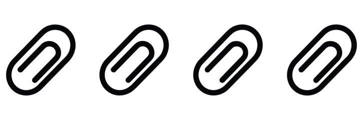 Four identical black paperclip icons arranged horizontally on a clean white background.