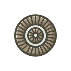 Detailed illustration of a turbine wheel, showcasing its intricate design and structure