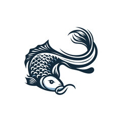 Elegant koi fish swimming gracefully with flowing fins in a serene aquatic environment