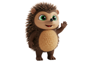 Cartoon Hedgehog Waving Standing Animated Creature Isolated Character