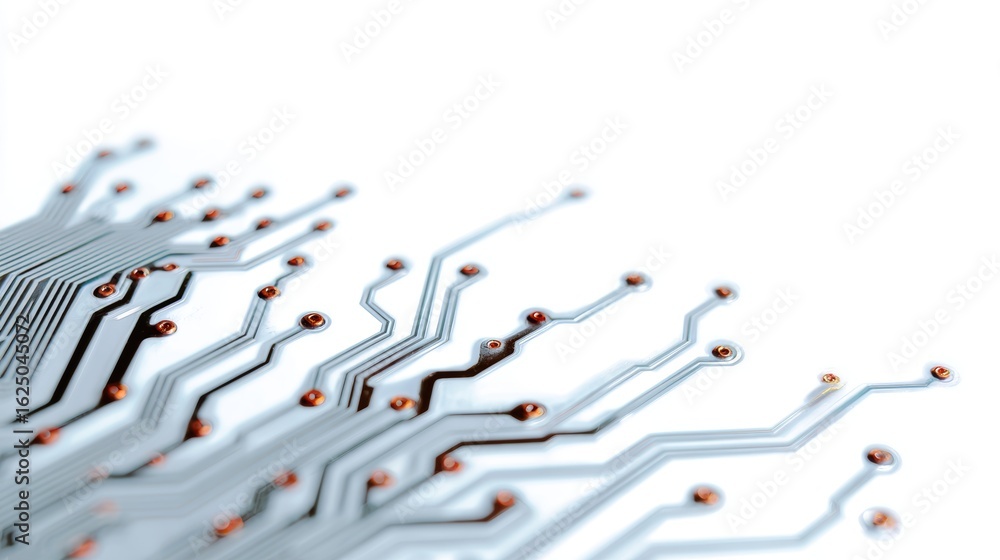 Poster abstract lines forming a circuit board pattern, isolated on a pure white background. electronics, co