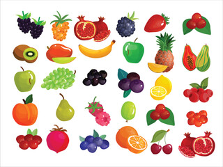 Set of fruit icons. Vector illustration eps file 10