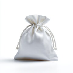 Obraz premium A small, white pet treat bag empty, isolated on a pure white background. Training, rewards.