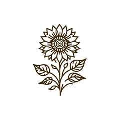Hand-drawn sunflower illustration with intricate details, set against a clean white background