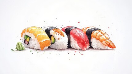 Japanese food sushi national cuisine dish isolated on white background