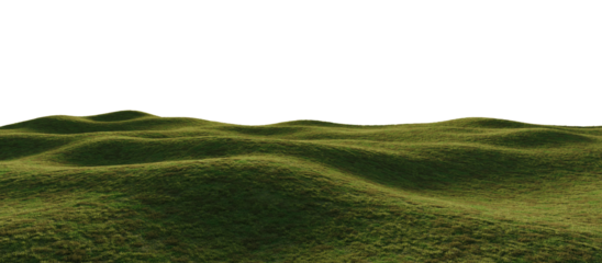 Hills with grass on a transparent background. 3D rendering.	
