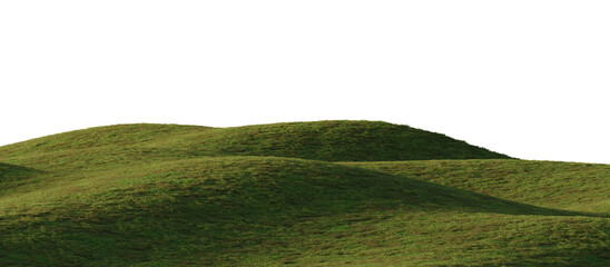 Hills with grass on a transparent background. 3D rendering.	
