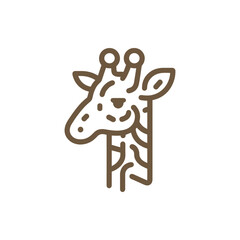Stylized illustration of a giraffe's head with a minimalist design on a plain background
