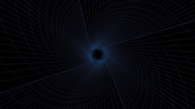 Animaci&oacute;n en bucle de un t&uacute;nel de rejilla digital azul movi&eacute;ndose hacia adelante lentamente. Concepto de ciberespacio, flujo de datos con tecnolog&iacute;a futurista. Fondo de video 4K a 60fps.