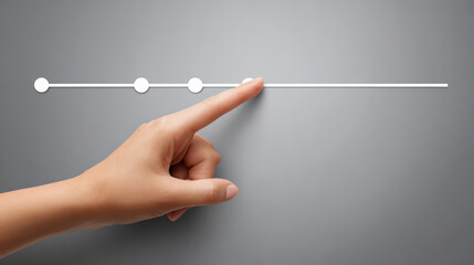 Hand interacts with digital interface featuring timeline illuminated by soft light, symbolizing education and progress