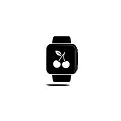 Fitness smartwatch featuring cherry fruit graphic symbolizing nutrition wellness or diet log