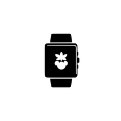 Smartwatch screen displaying blueberry fruit icon representing health food or nutrition tracking