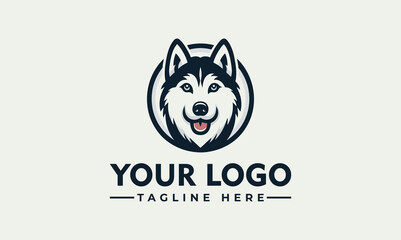 A stylized logo featuring a smiling husky dog's head within a circular frame, with text below. © nuaari