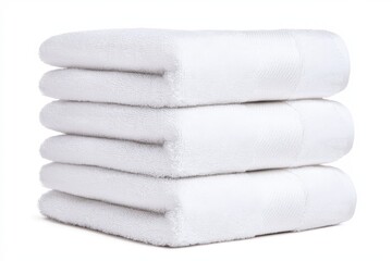Clean and Soft White Towels Stacked Neatly for Bathroom or Spa Use, Ideal for Relaxation and Comfort in Home or Hospitality Settings
