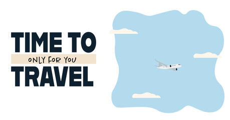 Modern flat illustrations related to travel, adventure, and flights. Includes airplane, cable car, mountains, airport window view. Suitable for banners, tourism ads, and lifestyle blogs.