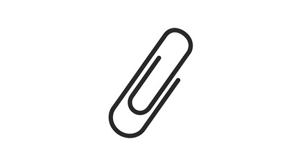 A minimalistic black line drawing of a paperclip isolated on a white background in a simple style