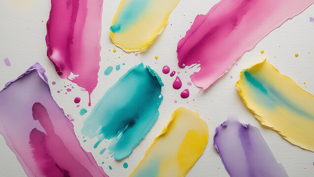 Vibrant Brush Strokes in Watercolor on Paper