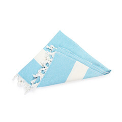 One folded beach towel isolated on white, top view