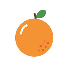Flat orange icon with green leaf, showing a sweet citrus fruit. Ideal for juice, food, or tropical themes