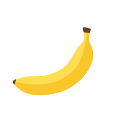 Bright yellow banana icon in flat vector style. Great for healthy food, tropical themes, or fruit illustrations.