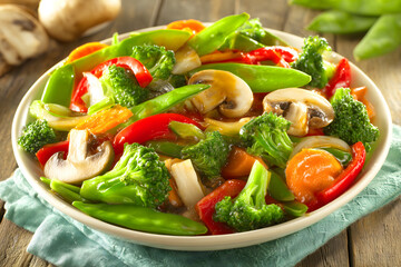 Vibrant Stir-Fried Vegetables with Broccoli and Mushrooms