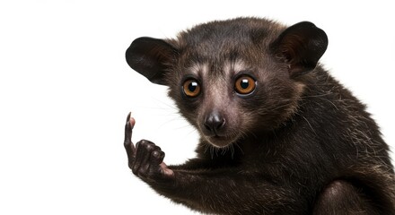 Obraz premium Funny animal gesture against white background